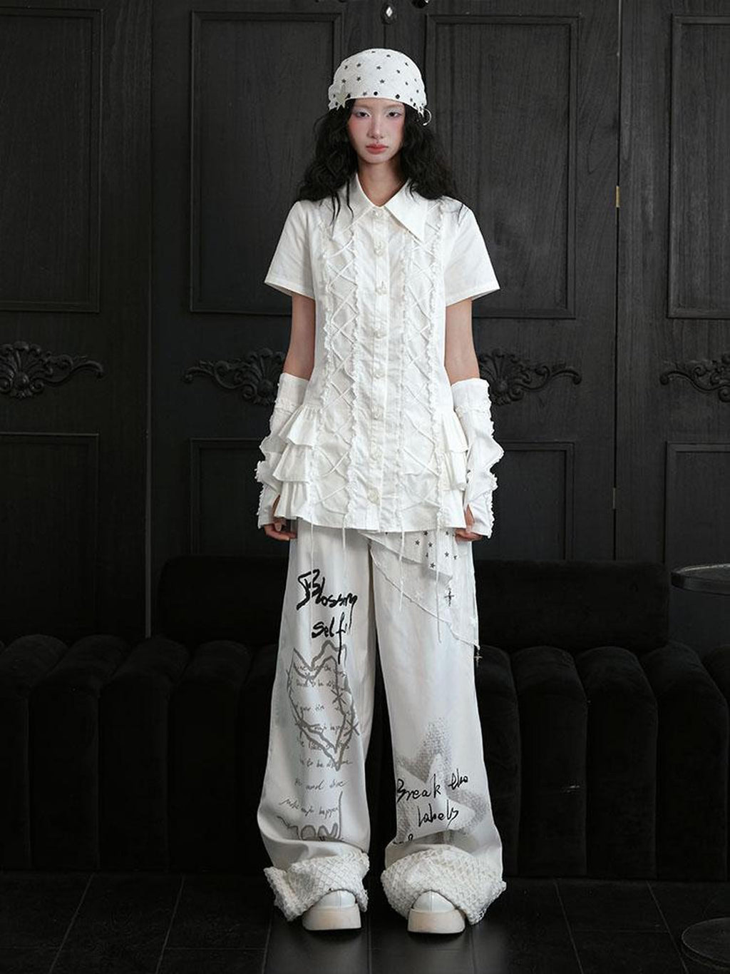 wsw Lace Up Layered Ruffle Button Up Cotton Shirt Women's Casual Mini Dresses