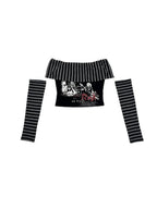 wsw Off Shoulder Punk Print Cotton Women's Short Sleeve T-shirts